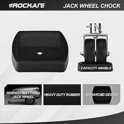 Miniatura 4 de Repuesto de rueda giratoria de doble gato de remolque de 6 pulgadas con calzo de rueda de goma, capacidad de 2000 libras con pasador para enganche