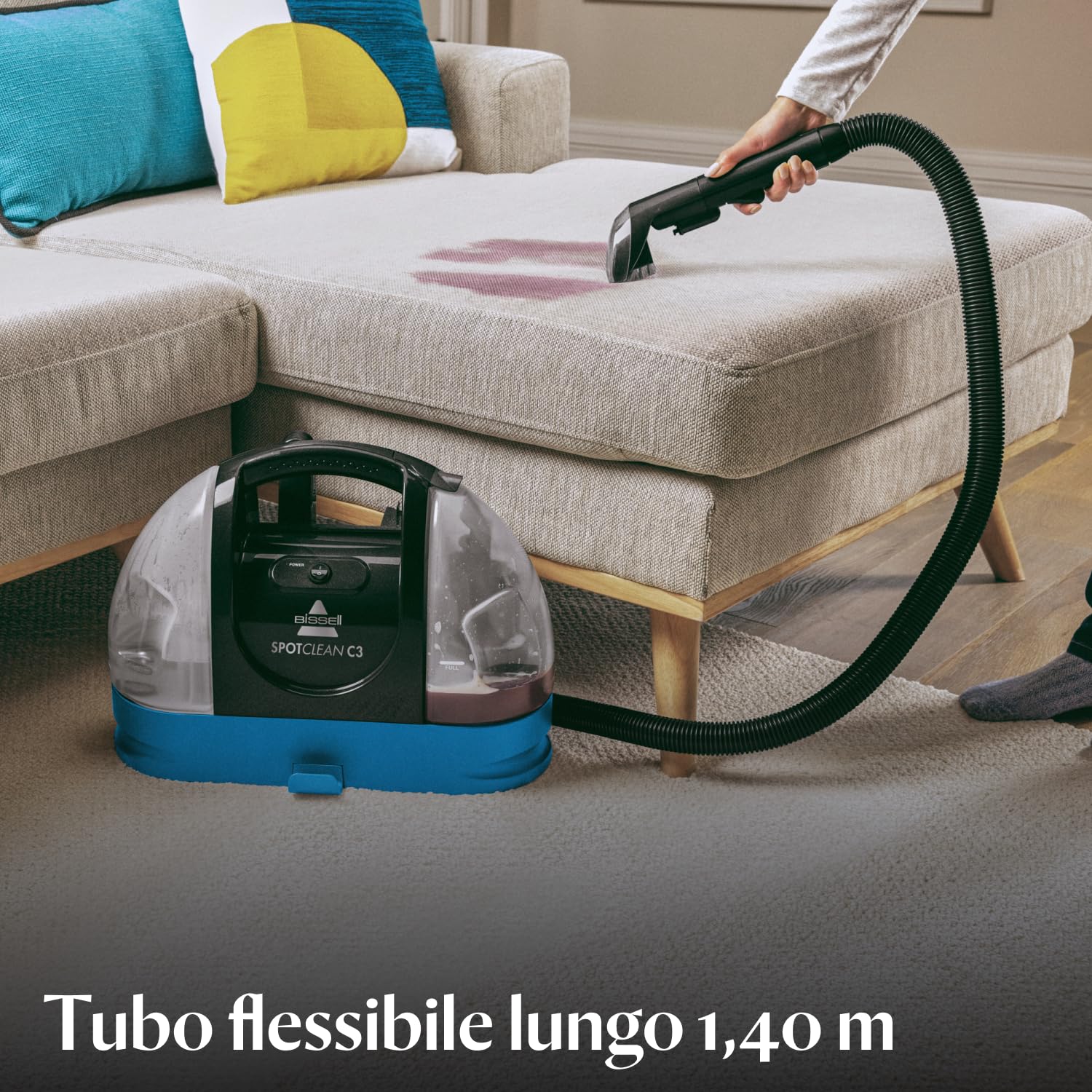 BISSELL SpotClean C3 | Lava Tappezzeria | Lavatappeti | Aspirapolvere Lavapavimenti | Tripla Azione | Spruzza, Spazzola e Aspira | Pulitore Portatile per Tappeti, Scale e Auto | 3619N