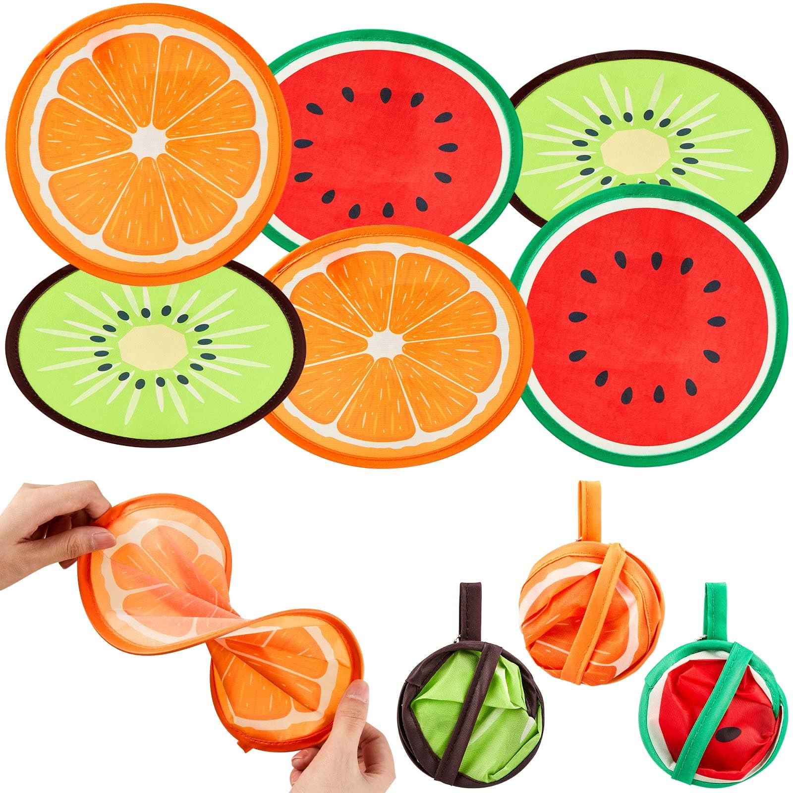 Namalu 6 Pcs Foldable Fan Round Folding Hand Fan Summer Festival Handheld Folding Fan Portable Beautiful Patterns Fan for Wedding Home Decor Party Decoration(Fruit,Bright Colors)