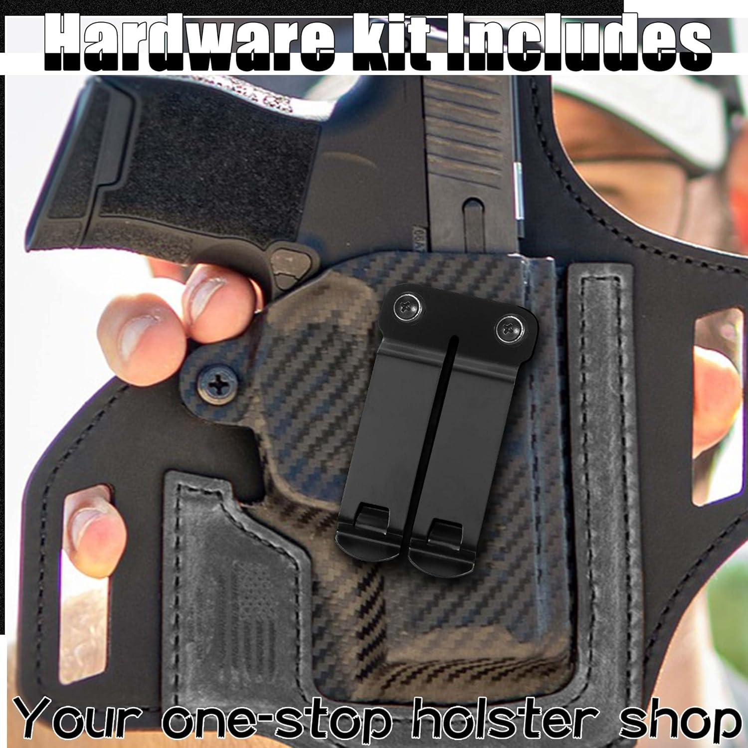 Holster Hardware Kit, 87pcs Tactical Belt Clip & Fastener Kit with Thermoform Sheets for Gun Holster Making, Includes Screws, Eyelets, Belt Clips for DIY Thermoform & EDC Gear Repair