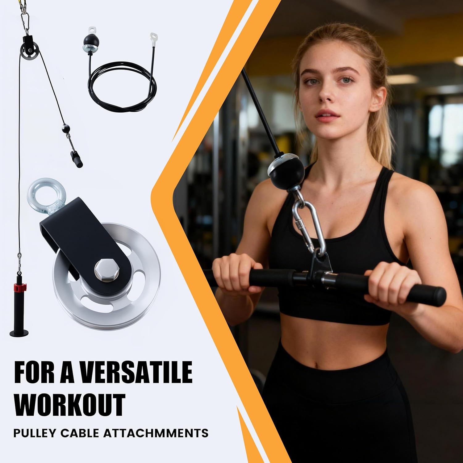 360° Rotating Pulley System, Home Gym Cable Trainer for Biceps, Triceps and Back