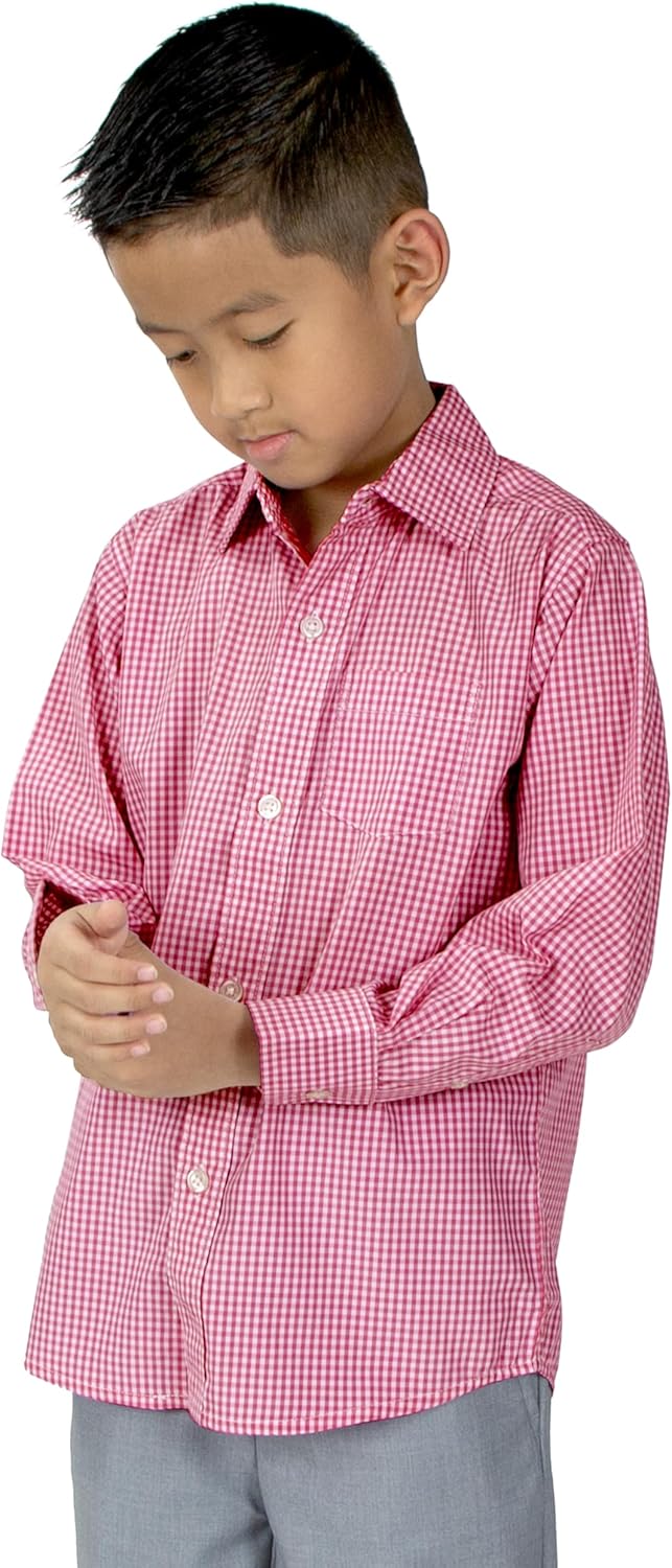 Spring Notion Big Boys' Long Sleeve Gingham Shirt - Image 2