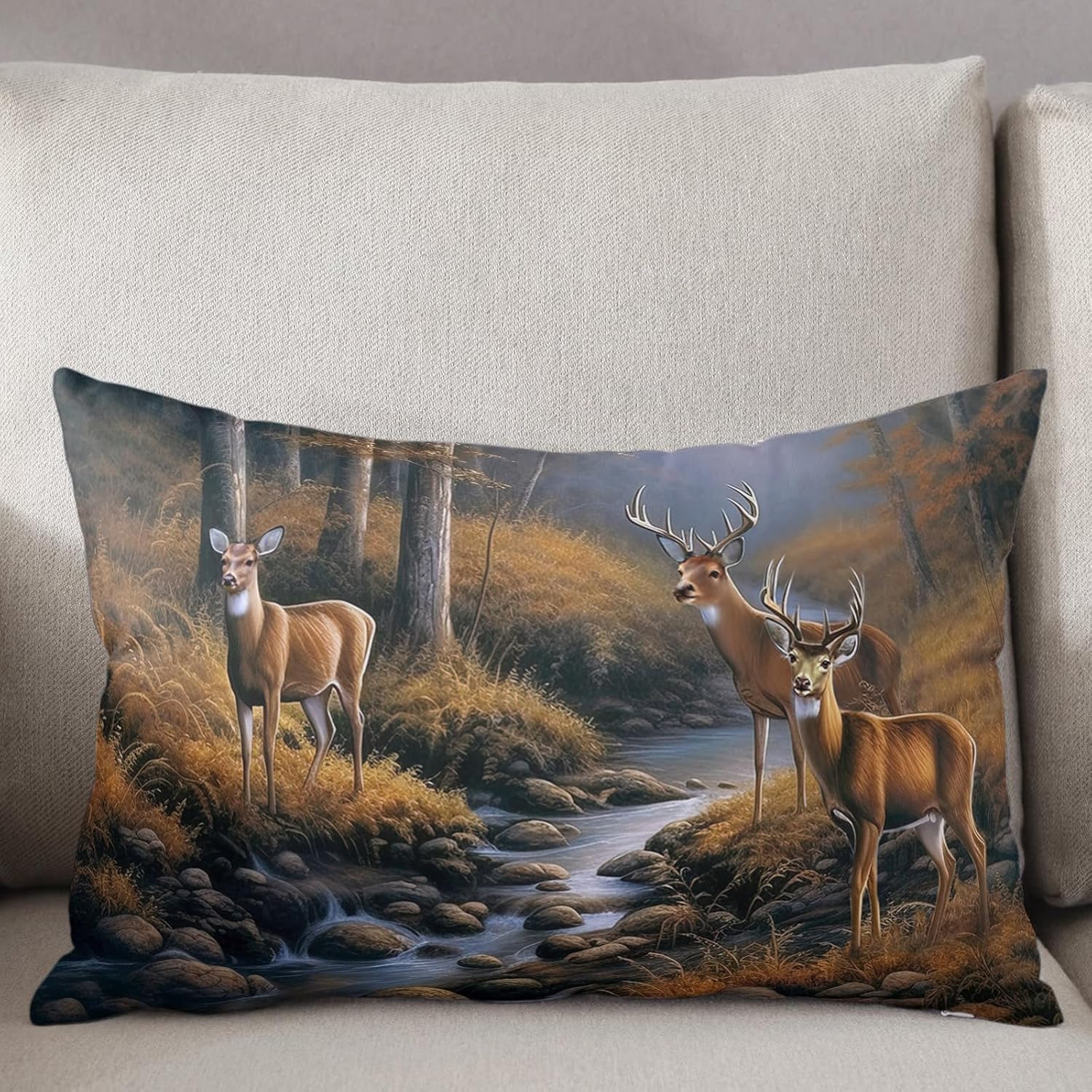 Pillow Covers 24x36 Inch - Body Deer Standing by a Stream Deep in The Forest Soft Brushed Microfiber Pillowcases with Hidden Zipper Closure Bed Pillow Shams for Bedroom Sofa Car