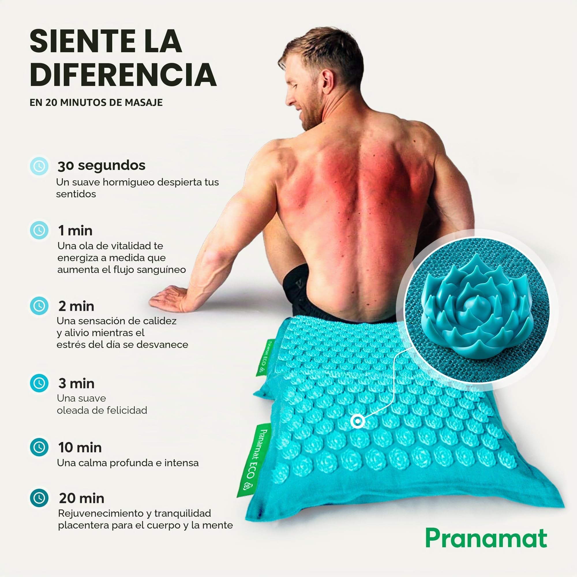 Pranamat Set de Esterilla Grande y Almohada de Acupresión, Terapia de Acupresión Premium para Alivio del Dolor y Relajación, Hecho a Mano en Europa con Materiales Naturales y Sostenibles (Lavander)