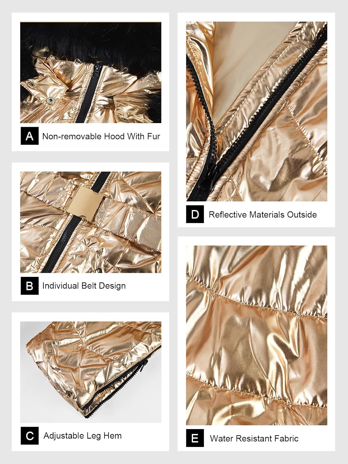 Aurgelmir Womens Winter Ski Suit Fur Collar Coat Windproof Waterproof Warm Ski Jumpsuit Snowsuits - Image 6