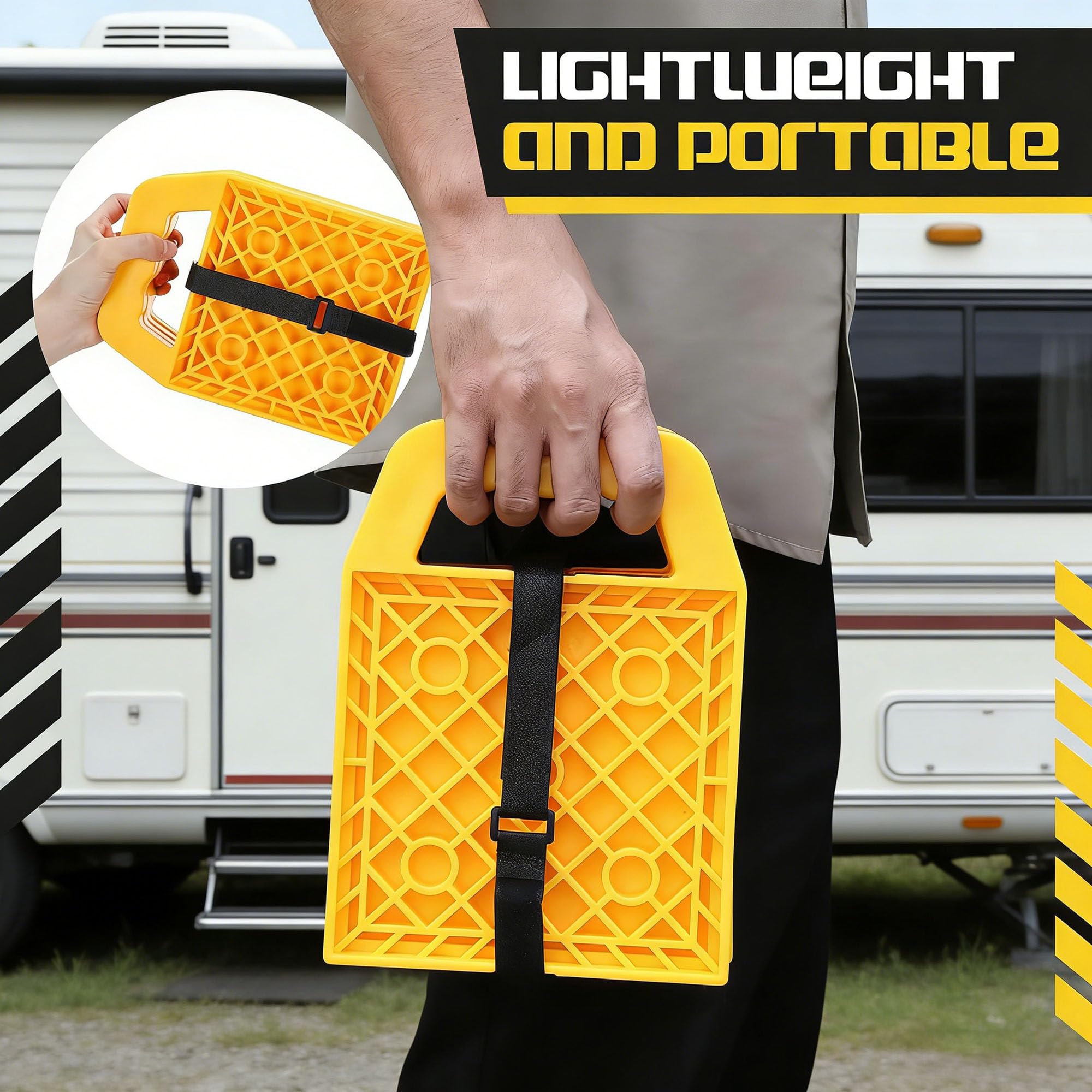 Set Di 4 Cuscinetti Per Staffa Stabilizzatore RV, Cuscinetti Per Piedi Caravan, Piccoli Cuscinetti Per Martinetto Stabilizzatore, Stabili e Antiscivolo, Portatili, Terra Stabilizzatore