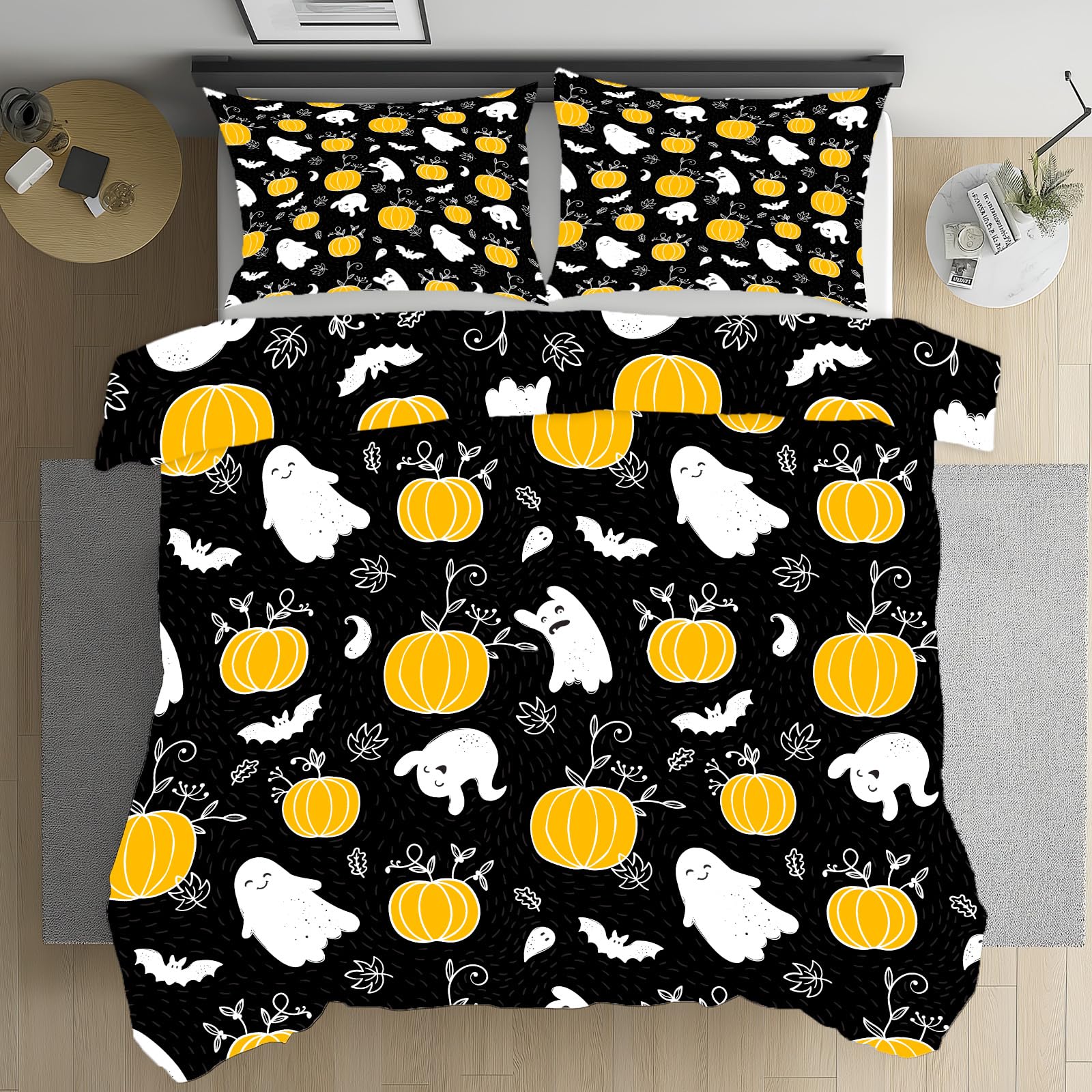 Housse de couette 140x200 au motif effrayant d'Halloween avec taie carrée