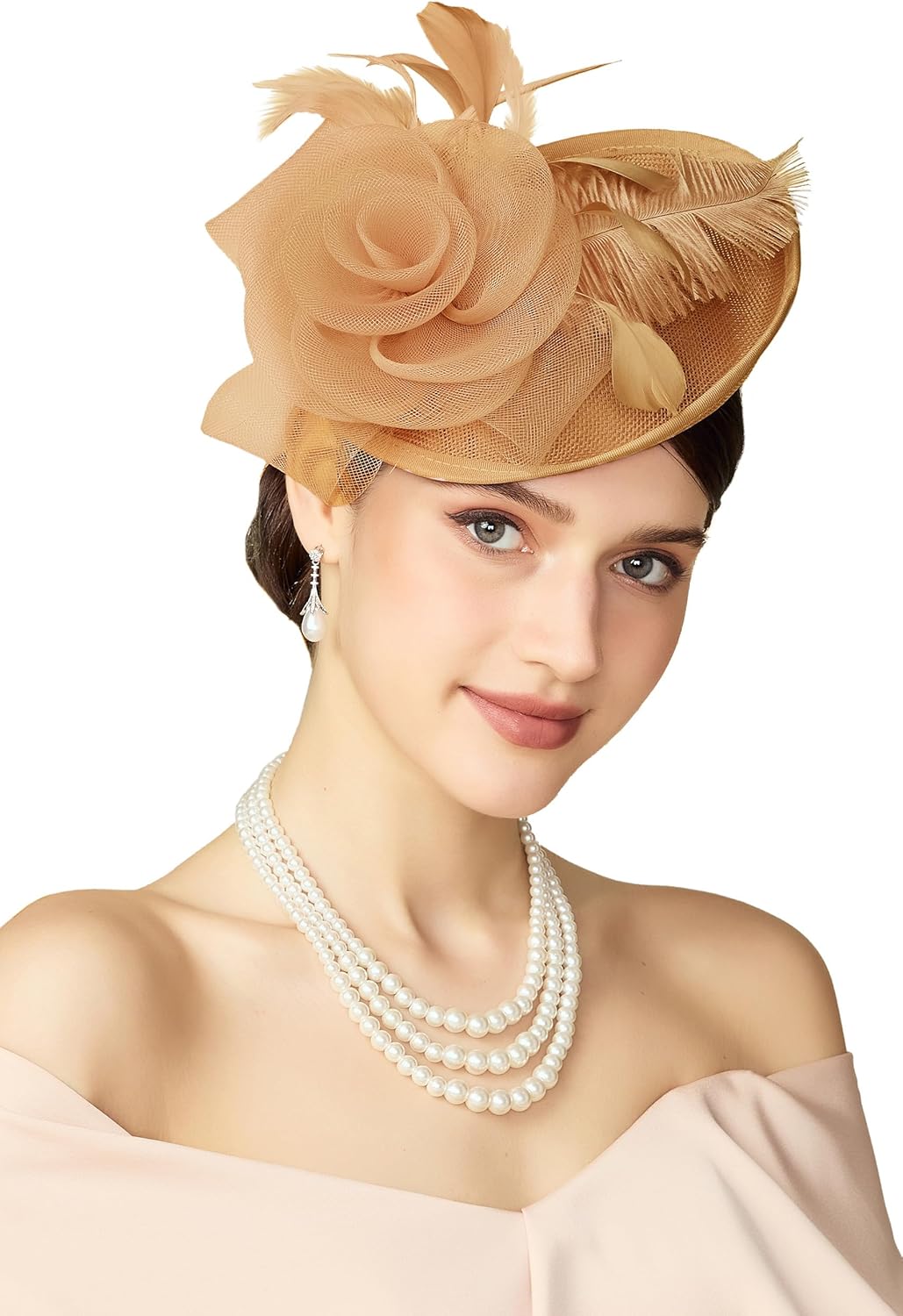 BABEYOND Fascinators Hats for Women - Tea Party Kentucky Fascinator Derby Pillbox Hat Mesh Feathers Headband with Hair Clip