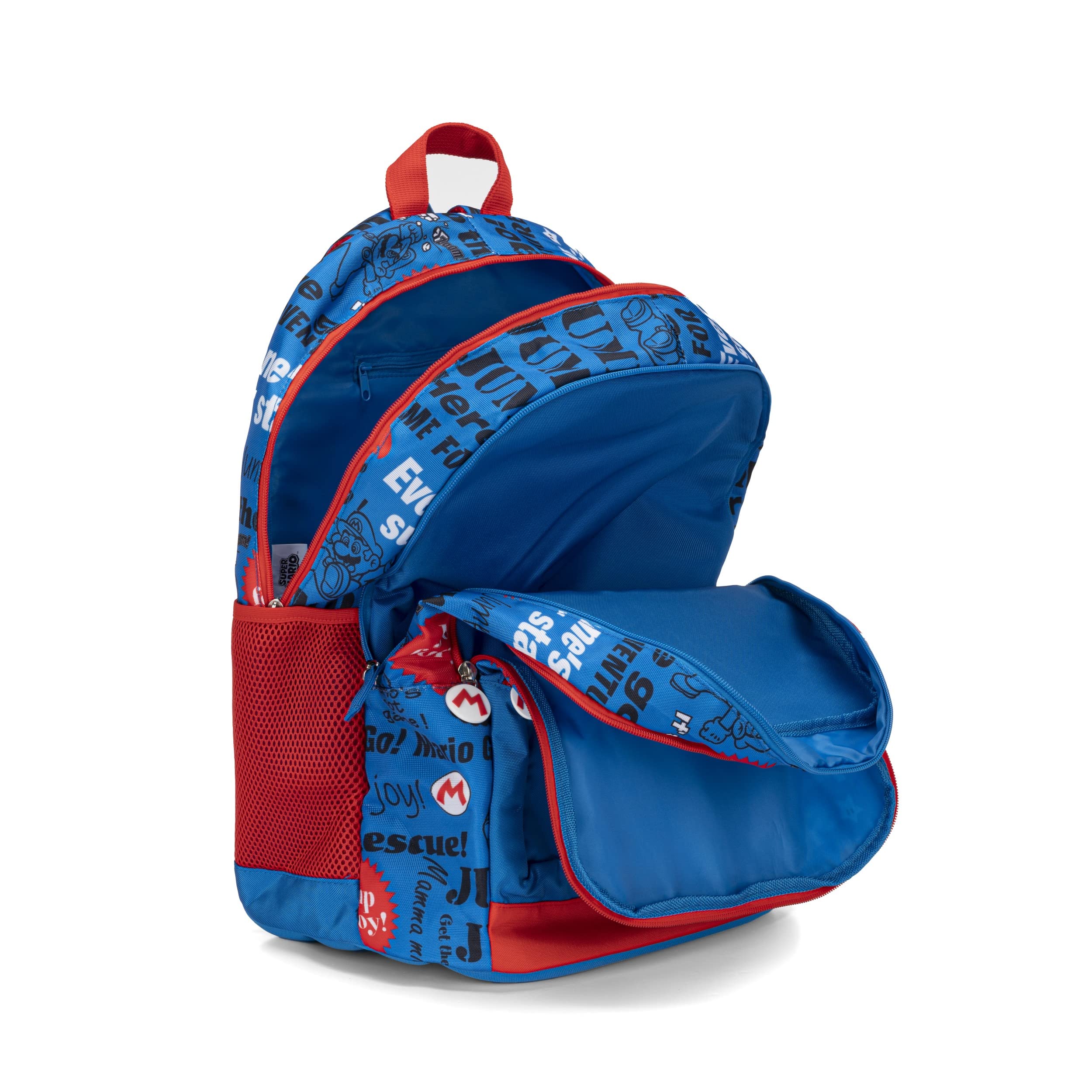 SUPERMARIO - Zaino Scuola Media, Elementare per Bambini e Ragazzi, con Schienale Imbottito e Rinforzato, Spallacci Regolabili e Vano Principale + Tasca Frontale con Zip, cm 32x21x43h