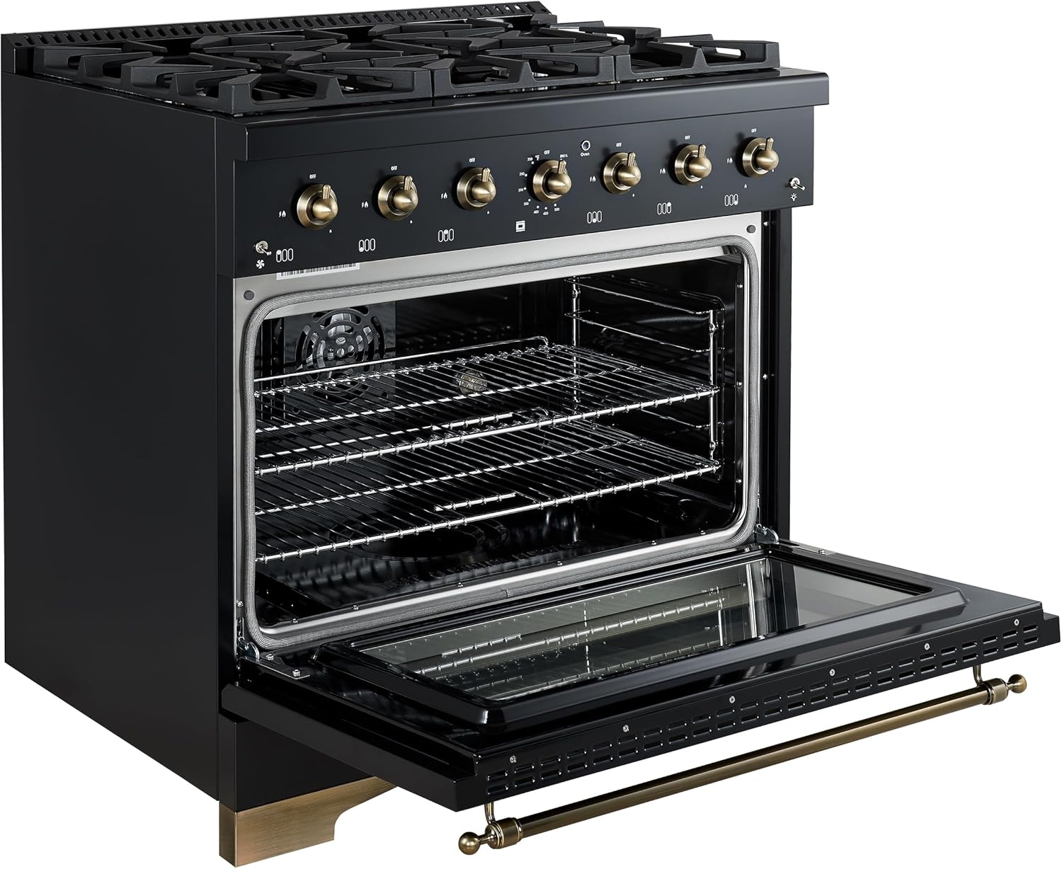 FORNO 36" Duel Fuel Range 6 burners in Black color