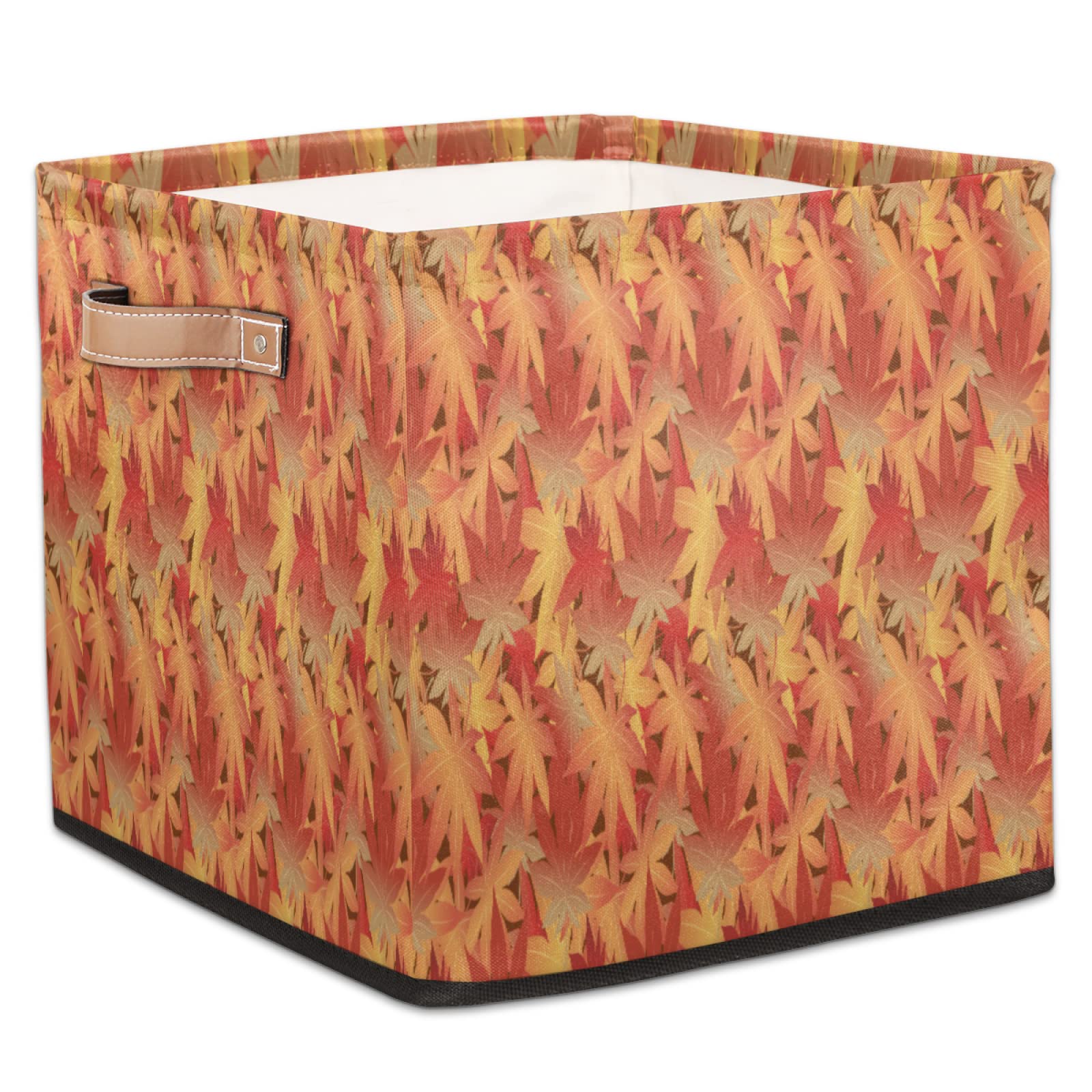 Cesto portaoggetti in stile giapponese orientale con foglie d'acero, cestino decorativo autunnale con manici per armadio, organizer per casa, ufficio, confezione da 2