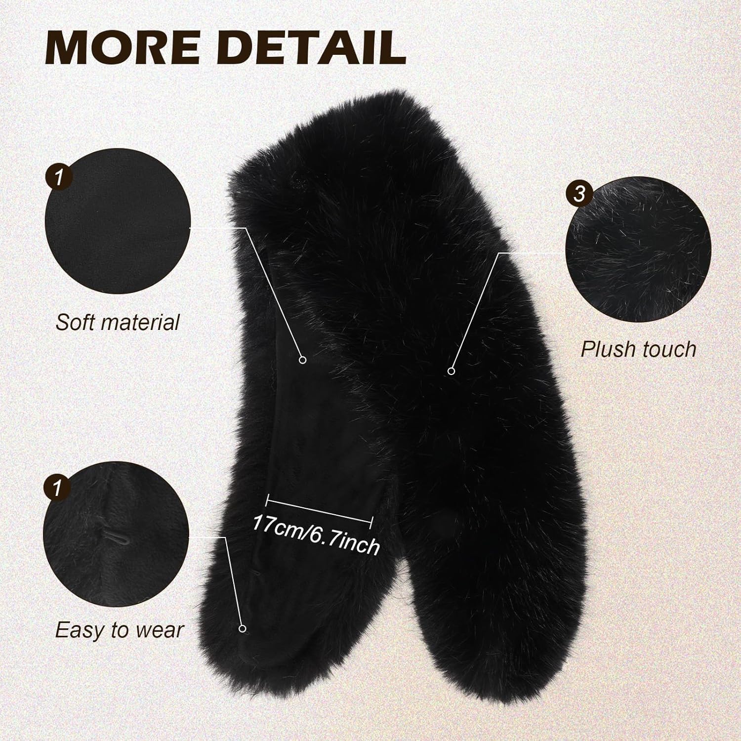 XEPST Faux Fur Shawl for Women, Women's Faux Fur Collar Scarf Wrap Winter Neck Warmer Fluffy Scarf - Image 3