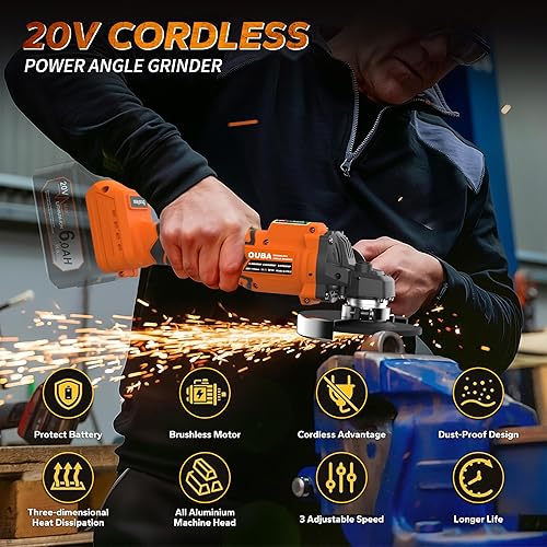 Miniatura 7 de Herramientas eléctricas inalámbricas de amoladora angular, compatibles con herramienta de esmerilado de batería Dewalt 20V Max, motor sin escobillas