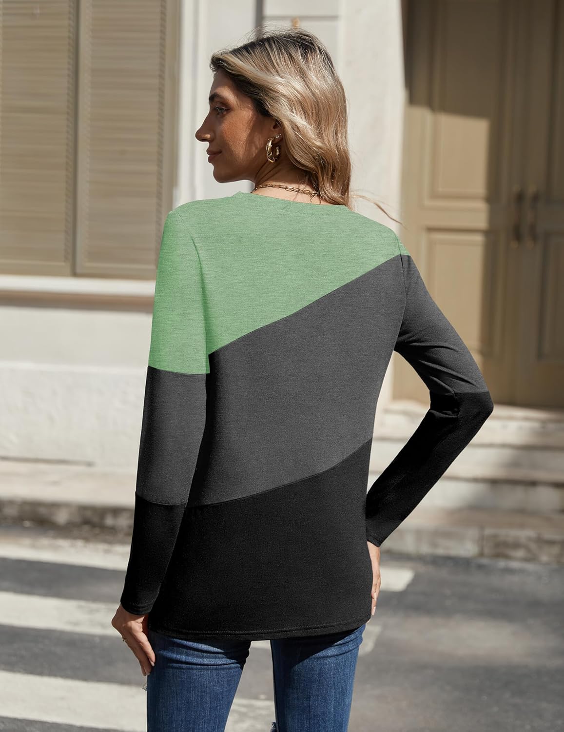 Zeagoo Women's Color Block Tops Long Sleeve Fall Tunic Top Casual Round Neck Pullover Shirts Dressy Work Outfit 2025 - Image 5