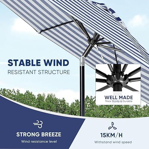 Miniatura 42 de Tempera Patio Market Outdoor Table Umbrella with Push Button Tilt and Crank,Large Sun Umbrella with Sturdy Pole&Fade resistant canopy,Easy to set