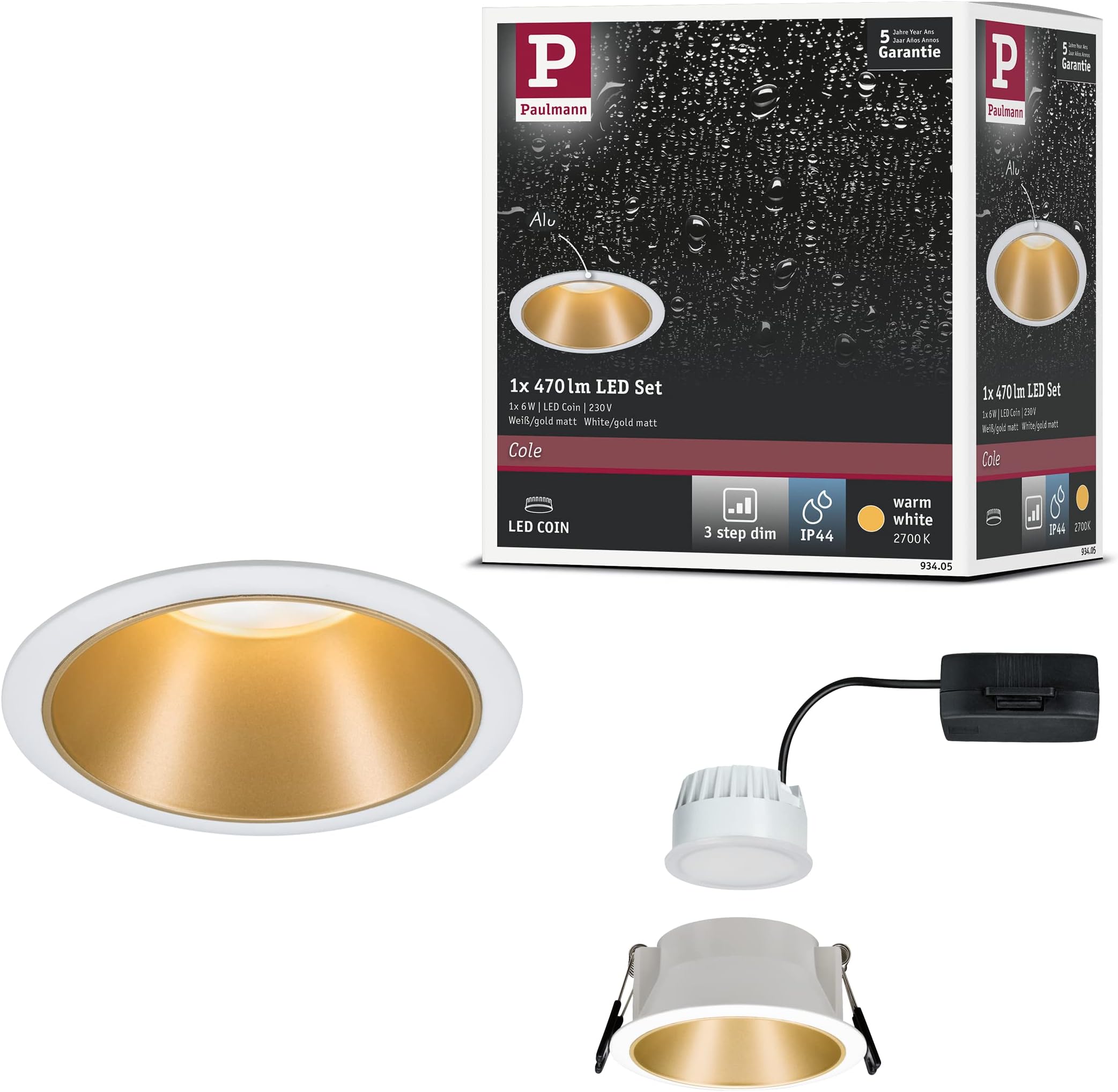 Paulmann LED-inbouwlamp Nova schwenkbar Basisset zwenkbaar rond 84mm 50° GU10 3x6,5W 3x460lm