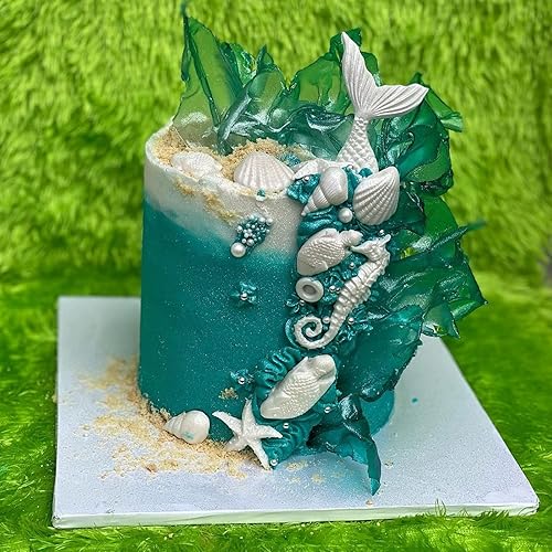 Miniatura 4 de Molde de silicona para chocolate con cola de sirena, estrella de mar, concha, concha, concha, fondant, tema marino, ola de mar, pescado, dulces,