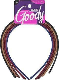 Goody Ouchless Shoestring Headbands, 5-Pack Assorted Colors - Lightweight Damage-Free Hold, All-Day Comfort for All Hair Types
