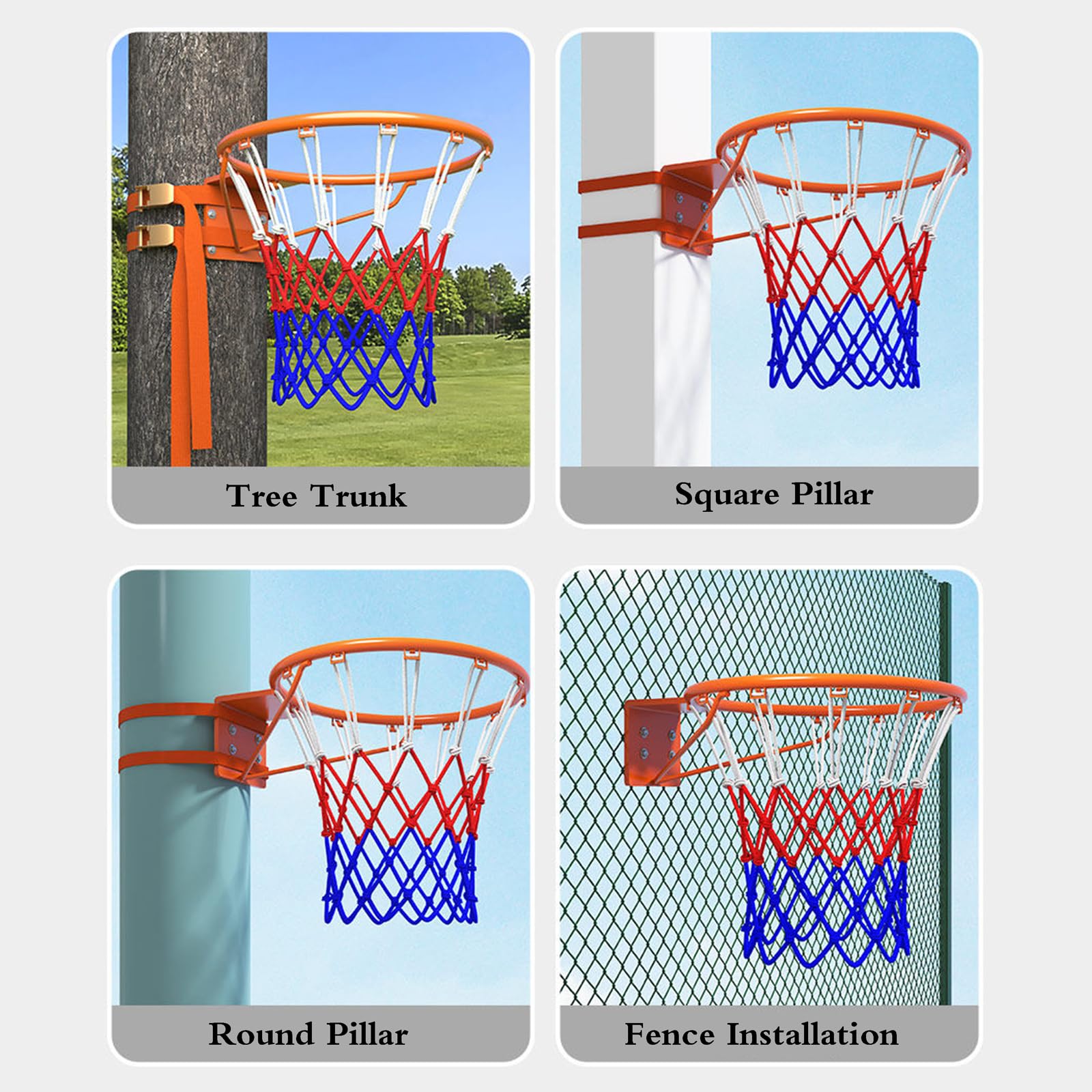 Aro De Baloncesto DiseñO Ajustable,Canasta Baloncesto Exterior,Anillo De Baloncesto Profesional Resistente,Basketball Hoop con Red,Altura Ajustable,para Deportes Al Aire Libre
