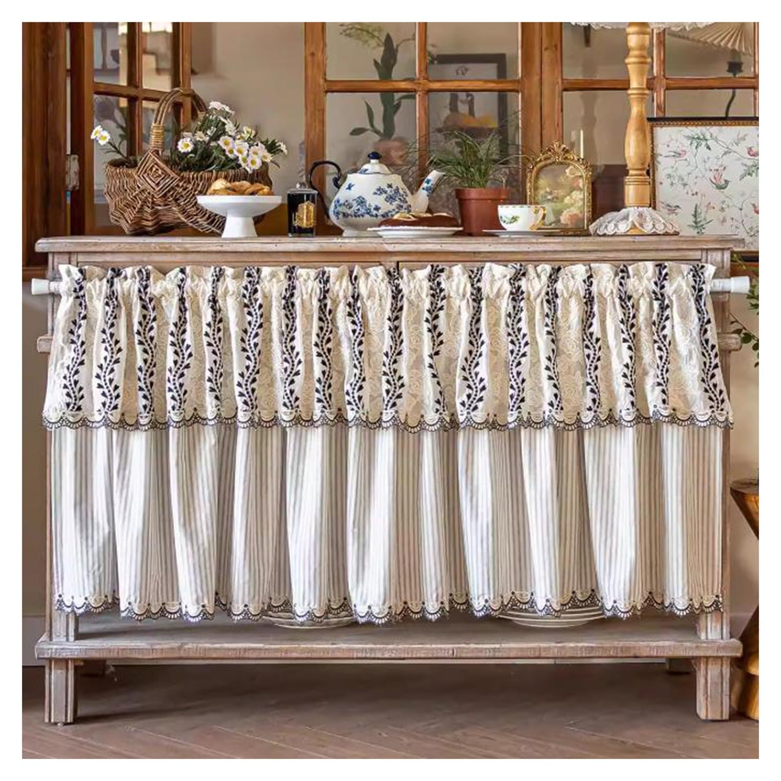 Rideau court translucide petites fenêtres voilage cuisine salon 250x60