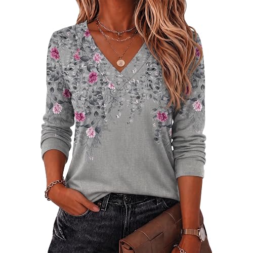 Zeagoo Women Long Sleeve Tops Dressy Casual V Neck Shirt Fall Work Blouse