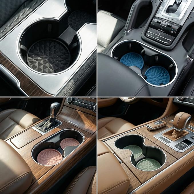 Portavasos para carro de silicón color rosa suave 4 piezas miniatura 7