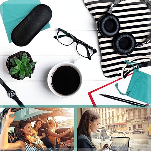 Miniatura 4 de Women Glasses Case, Hard Shell Eyeglass Holder, Protective with lip for easy openning with drawstring pouch and cloth