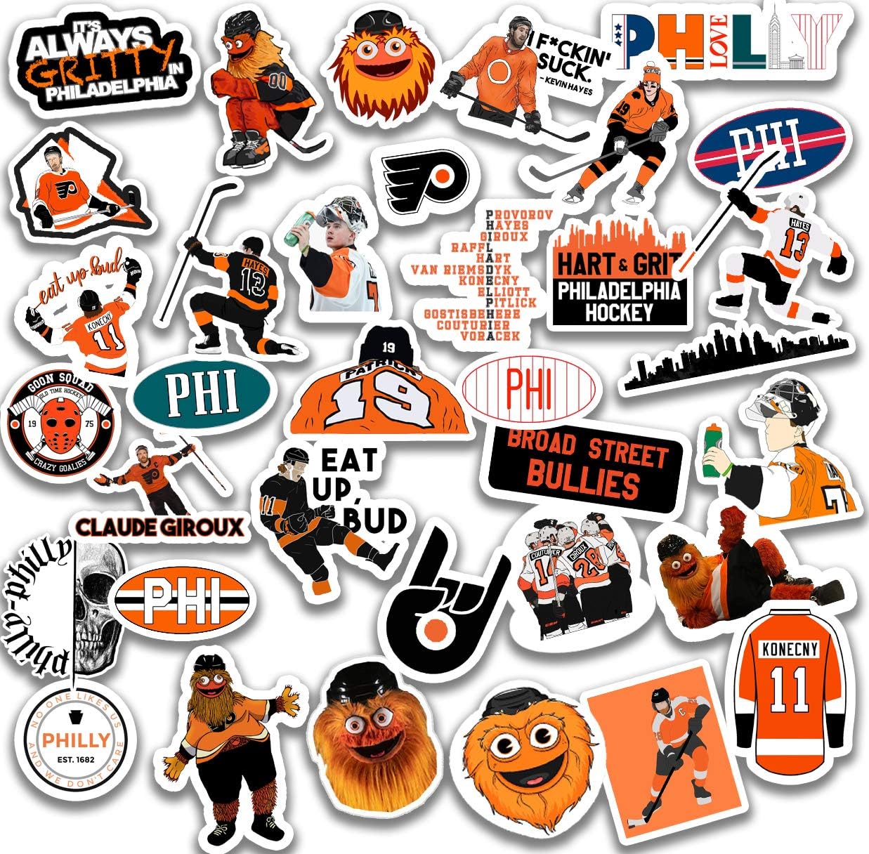Set of Philadelphia Vinyl Flyers 2-2,5 inch Sticker Pack of 35 pcs : Sports & Outdoors