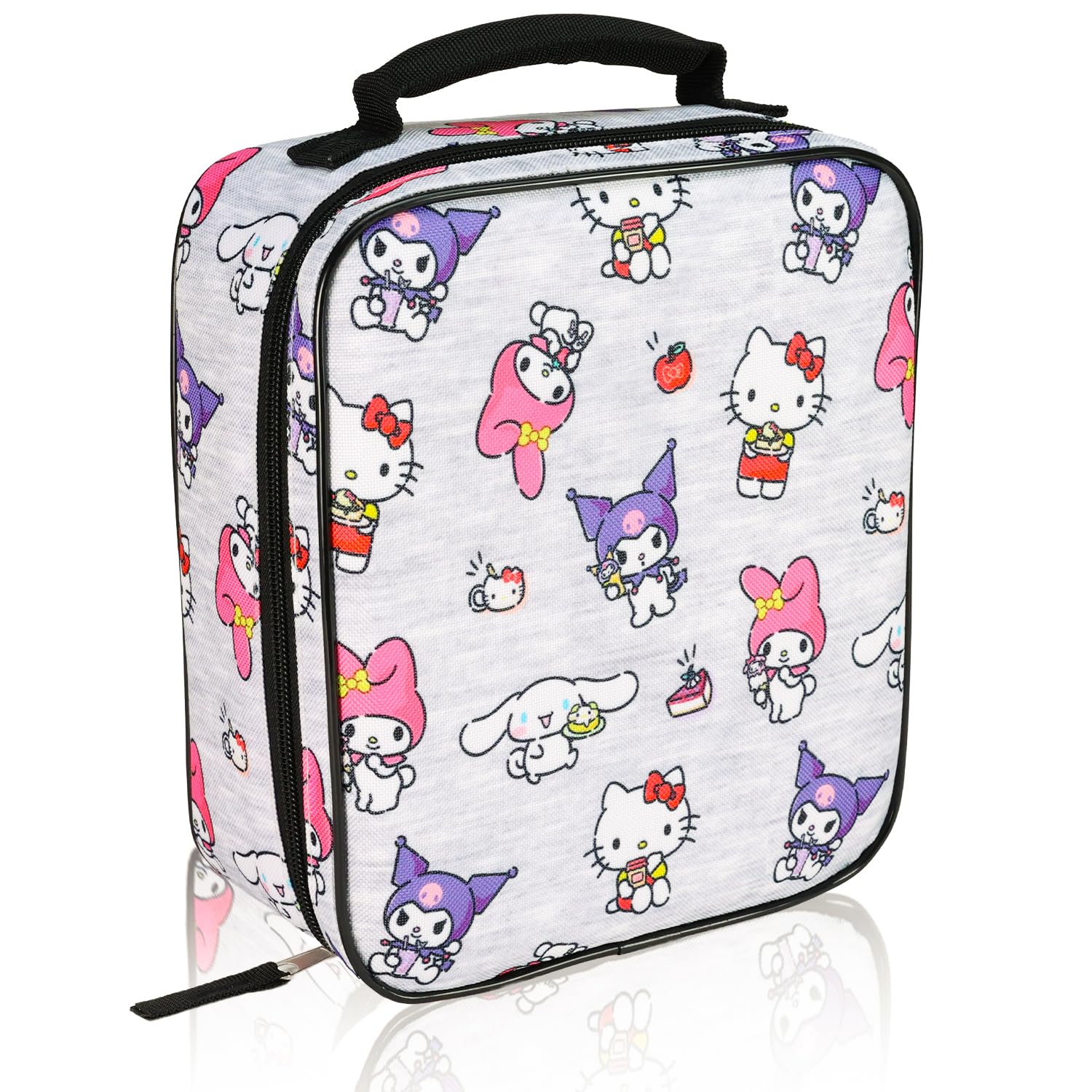 Hello Kitty und seine Freunde Lunch-Tasche für Mädchen – Paket mit SANRIO Lunchbox mit My Melody, Kuromi, Cinnamoroll plus Aufklebern, Wasserflasche | Hello Kitty-Lunchbox für Kinder, Mädchen