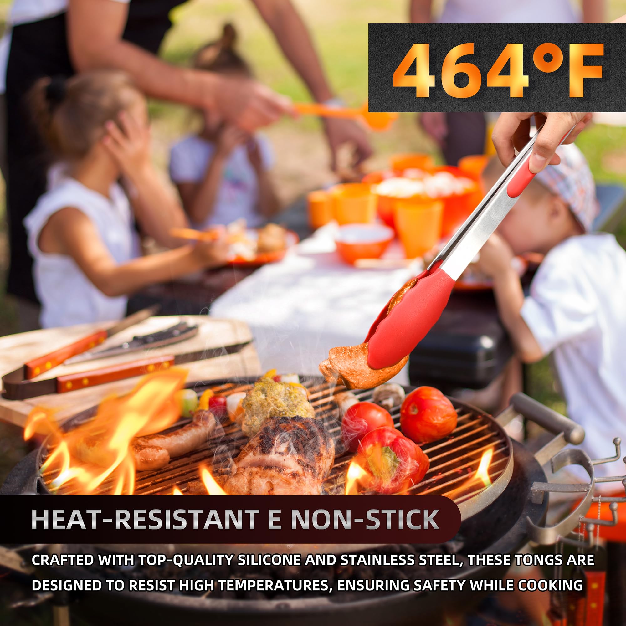 Pinzas de Cocina de Acero Inoxidable de, Paquete de 3 para Cocinar a la Parrilla y Barbacoa. Pinzas de Bloqueo de Metal Cepillado Duraderas con Cómodo Agarre Ergonómico