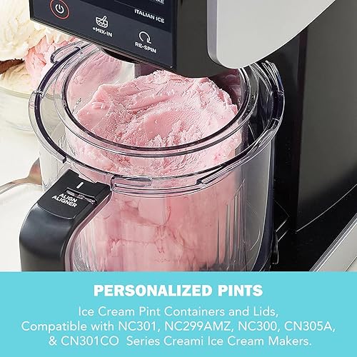 Miniatura 3 de 4 recipientes y tapas de pintas de helado, vasos de 16 onzas compatibles con máquinas de helado de crema NC301 NC300 NC299AMZ Series, recipientes de
