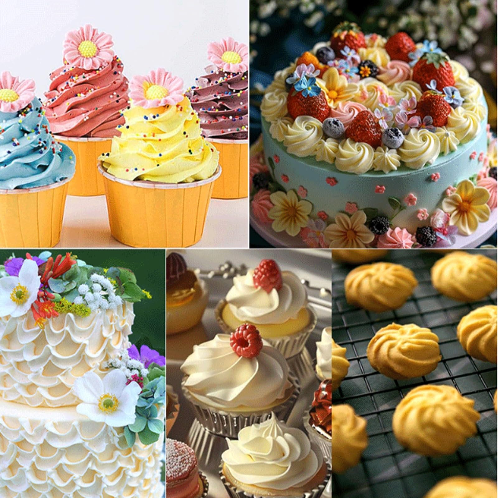 Juego de decoración Pasteles Acero Inoxidable 24 Piezas, Herramientas Esenciales for Hornear con Puntas Flores, Estrellas y Hojas for Galletas