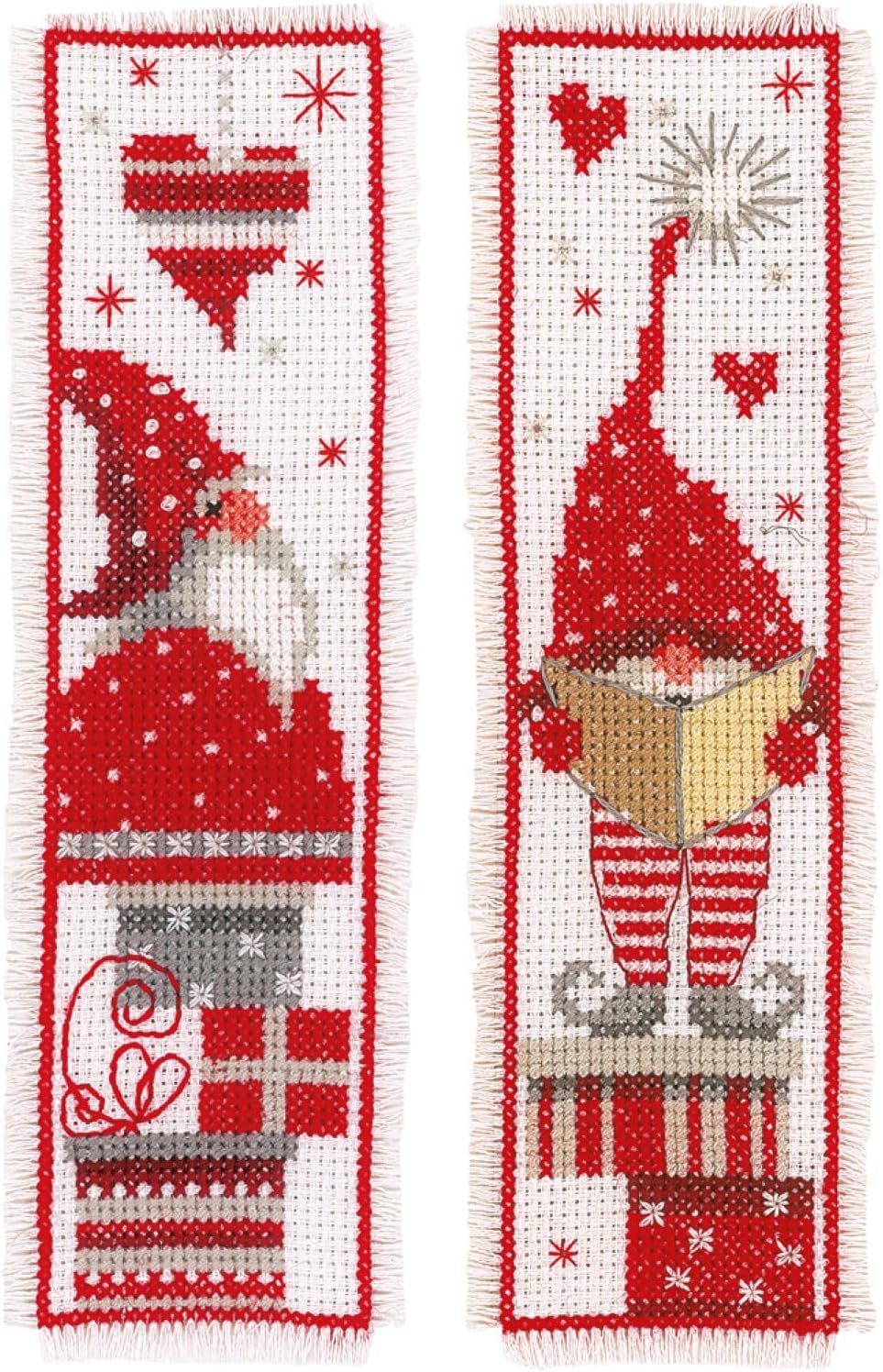 Vervaco Cross Stitch Bookmark Kit (Set of 2) Christmas Gnomes 2.4" x 8"