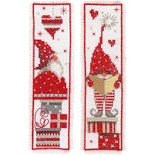 Vervaco Cross Stitch Bookmark Kit Set of 2 Christmas Gnomes 2.4" x 8"