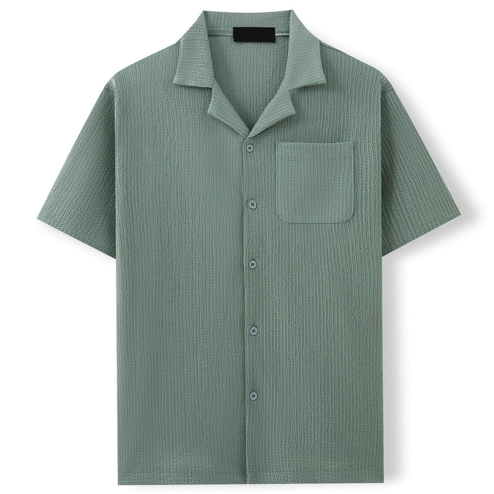 Generico Camicia Uomo Manica Corta Estate Elasticizzata Slim Fit Casual Easy-Iron Camicie Business Elegante Tinta Unita Camicia Hawaiana Uomo 3XL Cotone