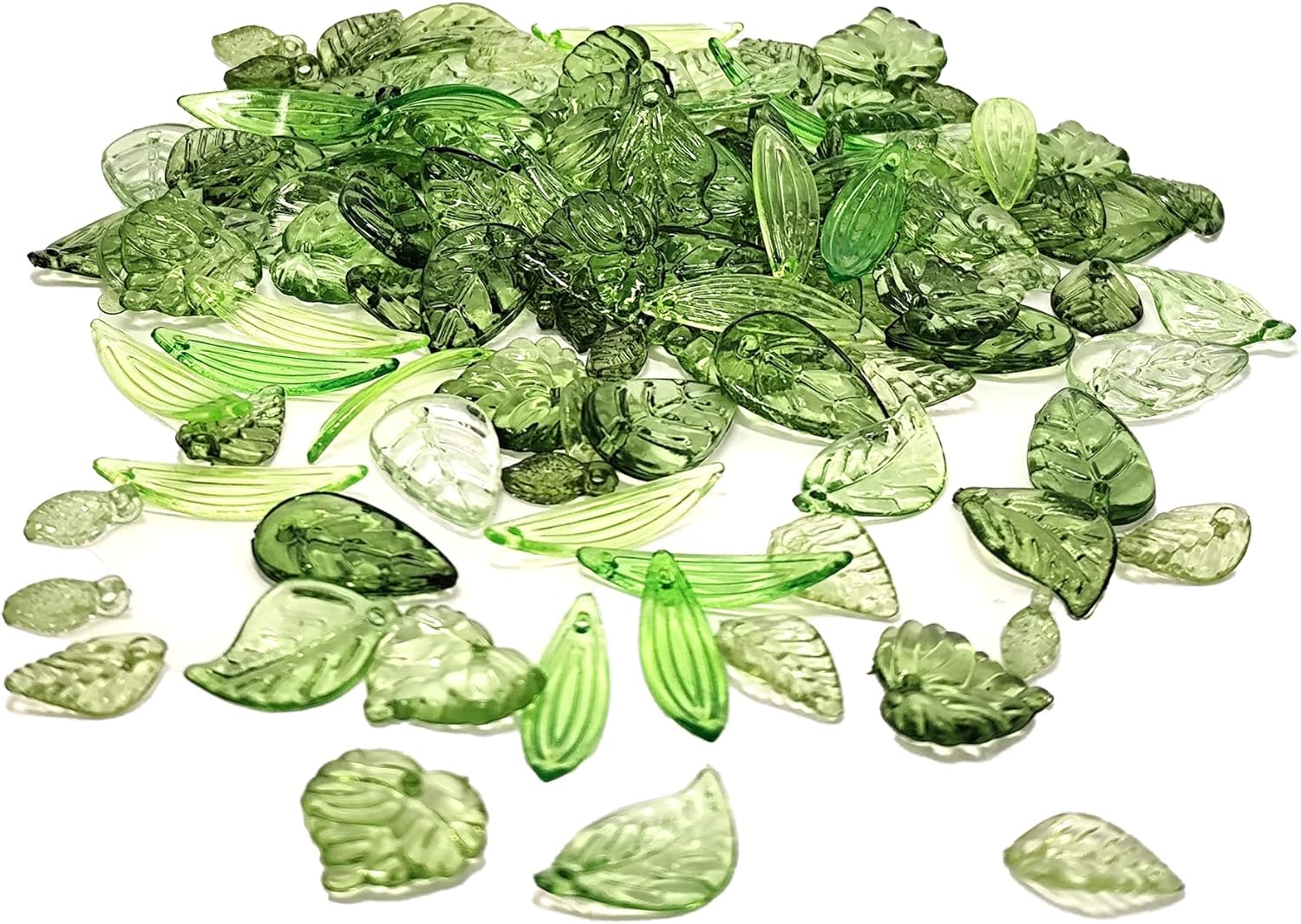 Assorted Green Leaf Beads for Jewelry Making – 120PCS Acrylic Craft Charms Bulk Set, Translucent Plant-Inspired Pieces, Cute Fairy Aesthetic Accents, Unique Shaped Embellishments (Mixed) - Image 7