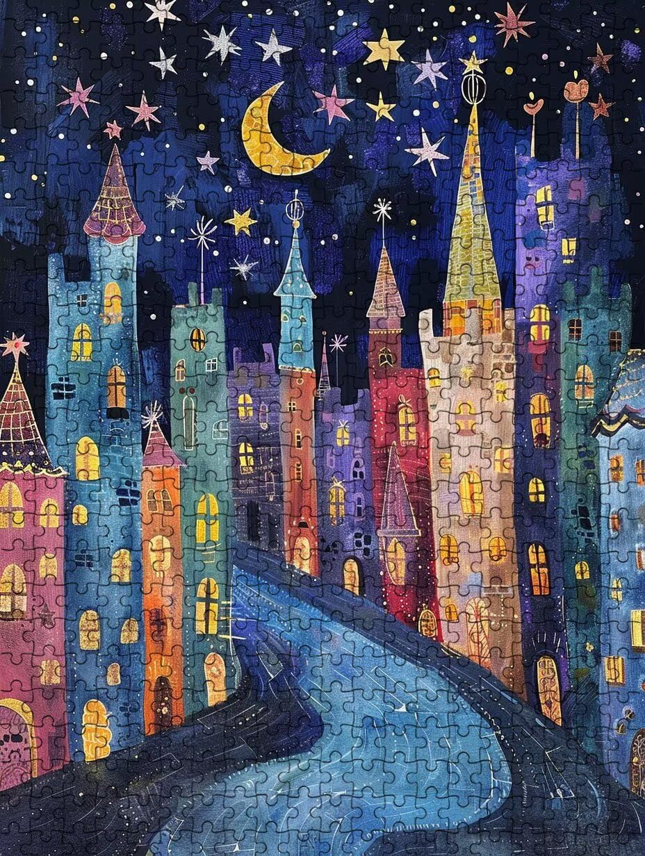 Barrio Nocturno Puzzle 2000 Piezas, Rompecabezas Adultos Puzzle, 3D Un Rompecabezas, Desafiante Puzzles de Decoración Juego de, Juego Educativo para Toda la Familia, para Regalo Decoración FNKL7-1107