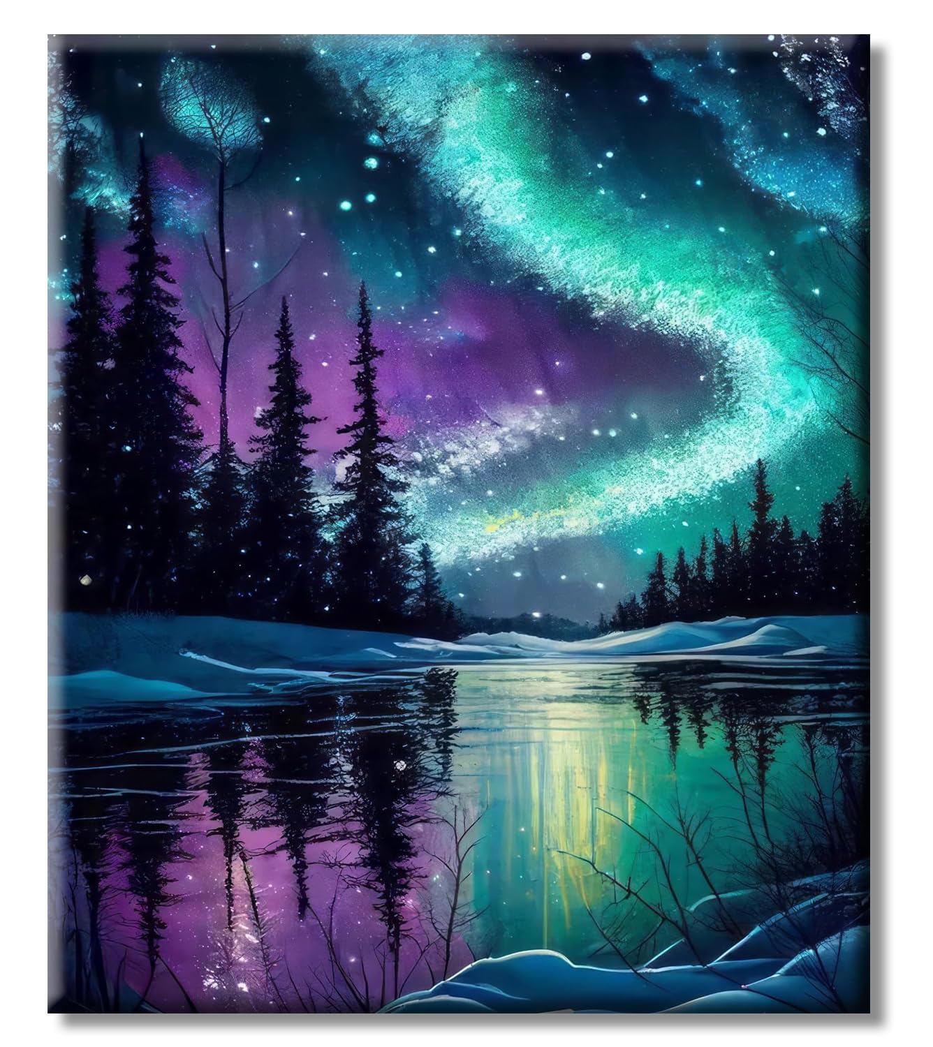 ShengDexin Malen nach Zahlen Erwachsene, DIY Handgemalt Aurora Ölgemälde Kit, Paint by Numbers Adult Mit 3 - Pinseln und Acrylfarbe knitterfreie leinwand Kit - 40 X 50 CM