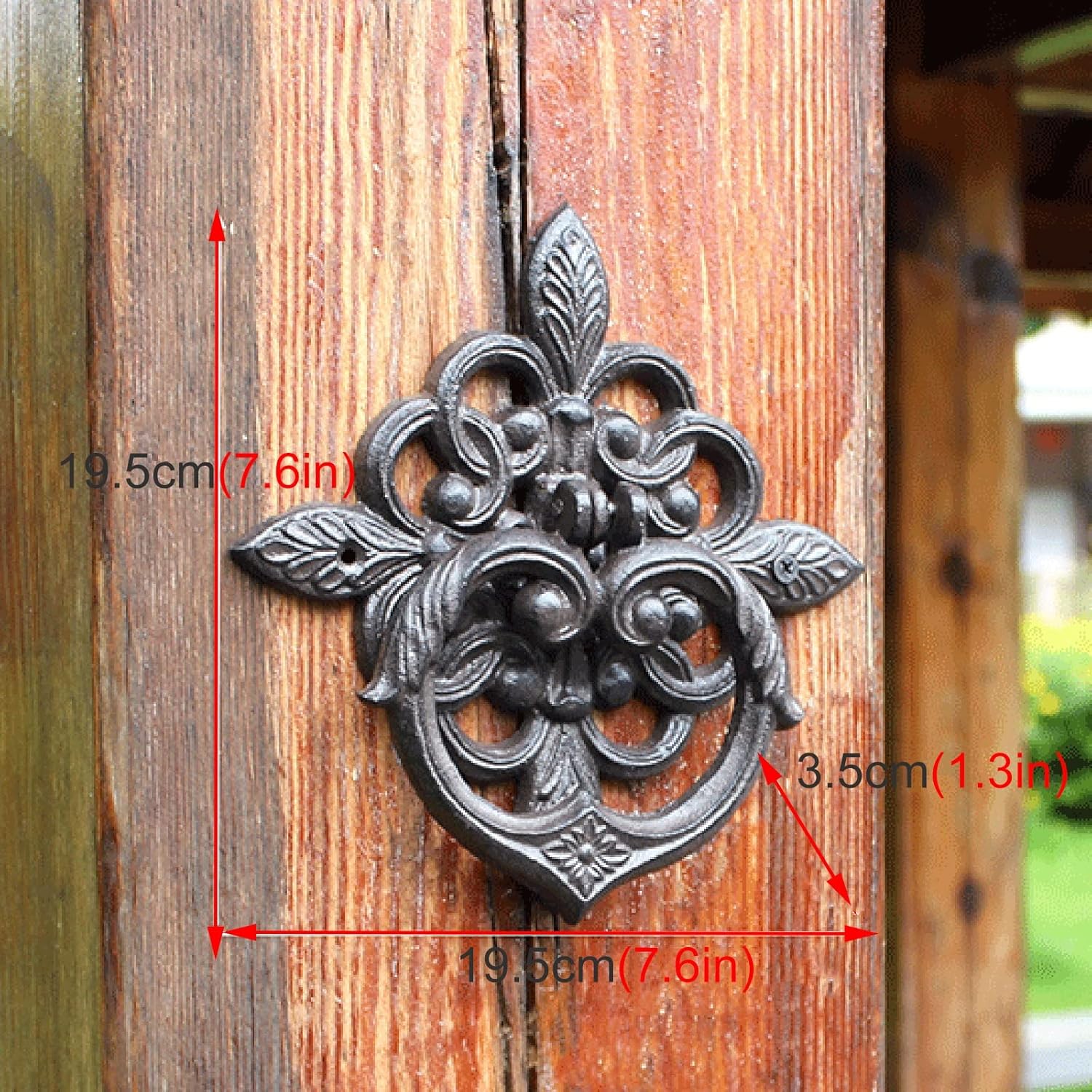 Door Knocker Wall Decor for Front Door Decoration Classic Front DoorKnockers, Wrought Iron Finish Home Door Knockers with Fittings for Barn Shed Doors,Yard,Farmhouse