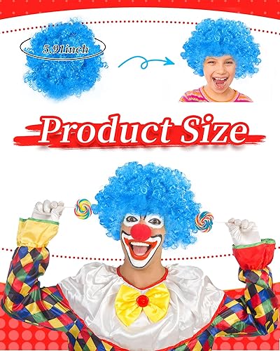 Miniatura 2 de Paquete de 2 pelucas de payaso divertidas pelucas afro rizadas de payaso, peluca de arco iris, cabello loco, suministros de fiesta temática de