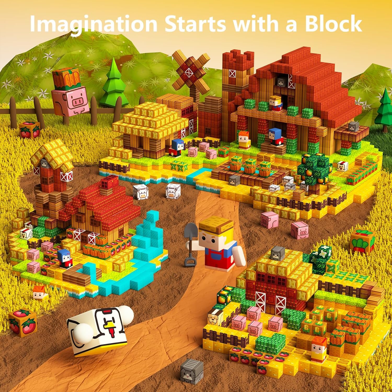 ZAWNIC 100PCS Magnetic Building Blocks Farm Set - Image 2