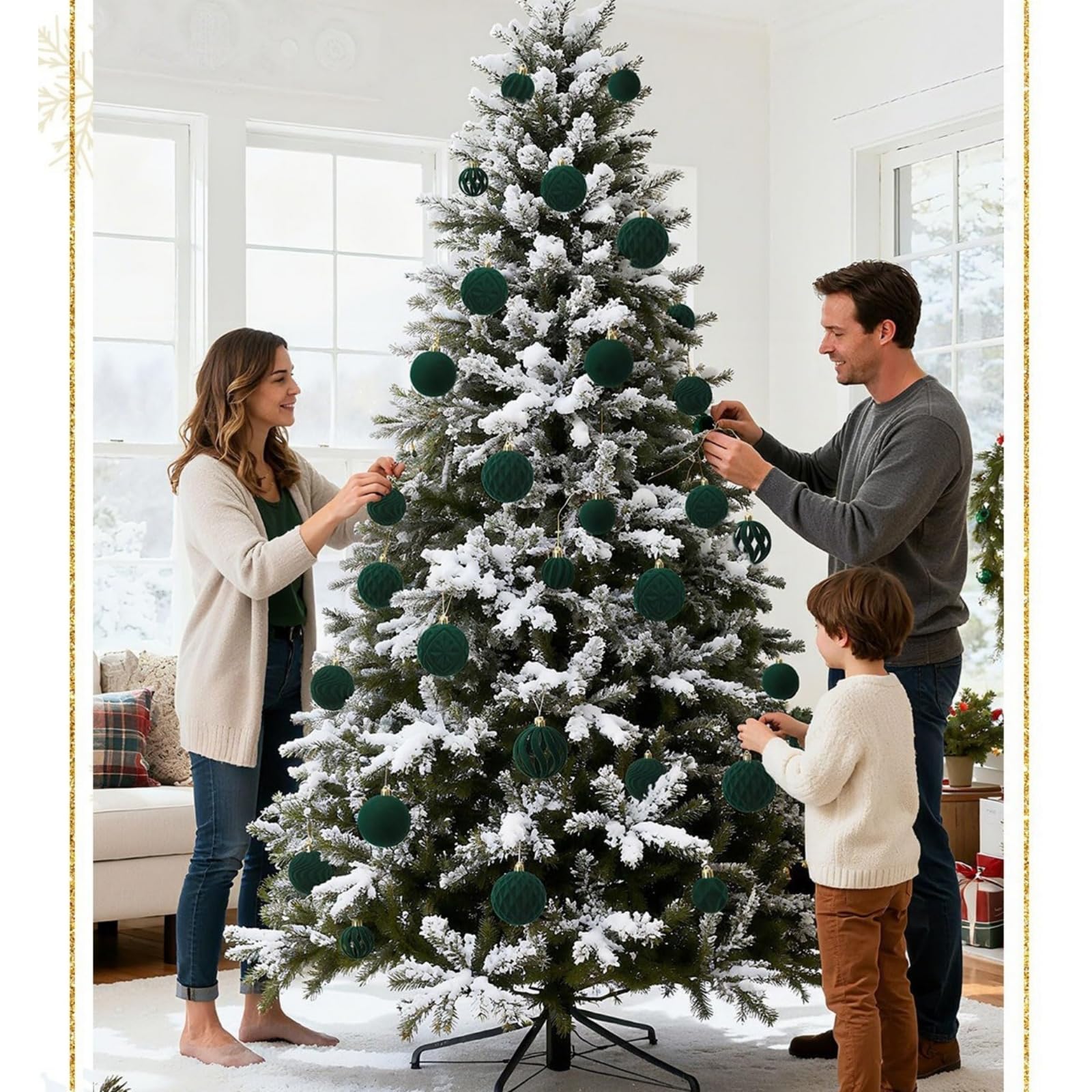 Samt Weihnachtskugeln Ornamente Set, 36 Stück, Zerstörungssicher | Weihnachtsbaumdeko, Urlaubsdekoration, Heimdekoration, Bruchsicher, 36-teiliges Set