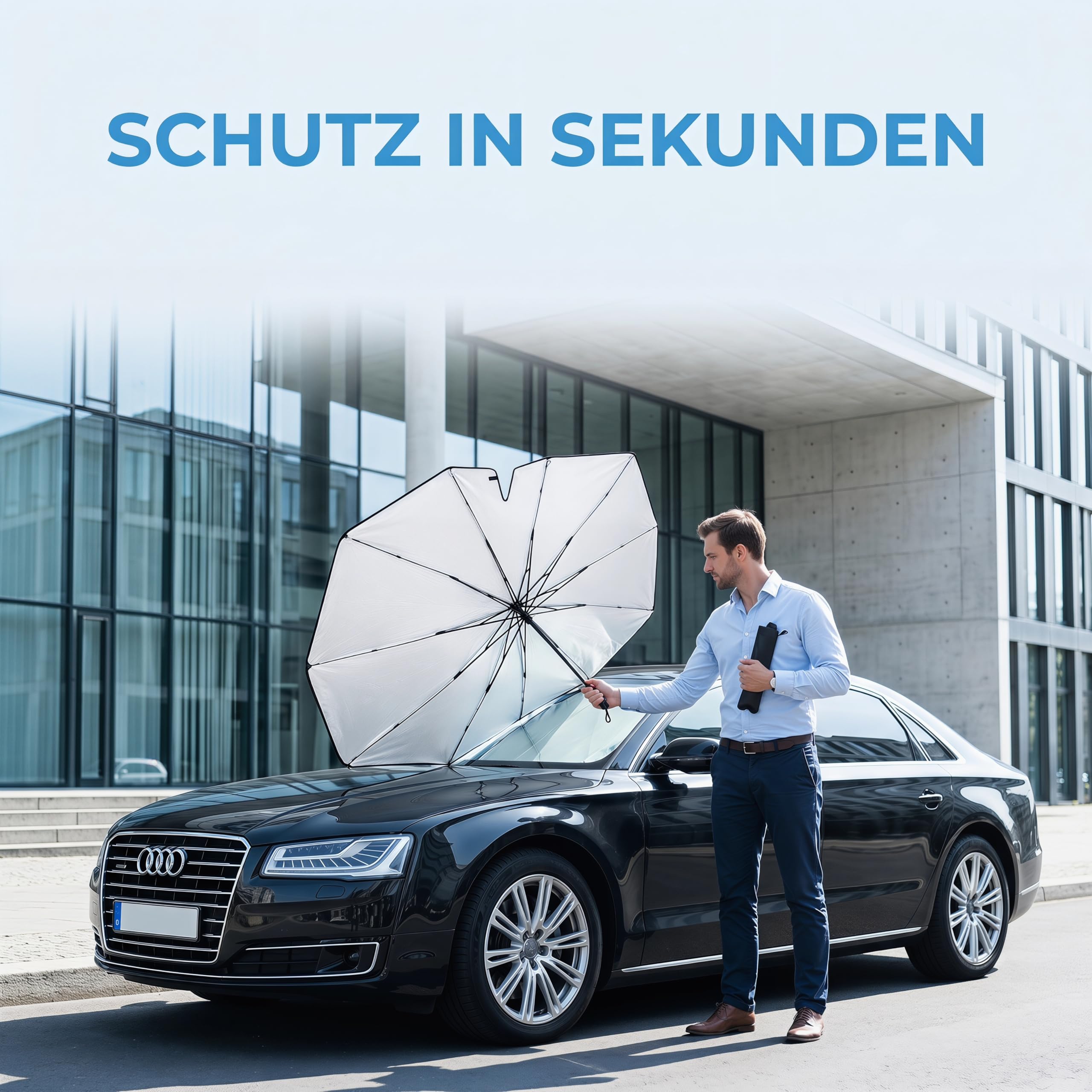 150 x 80 cm groß Sonnenschirm Auto, Auto Sonnenschutz Frontscheibe Faltbar, UV-Schutz Sonnenschirm für die Windschutzscheibe für die meisten Autos