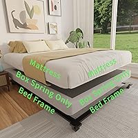 Vista 7 de Somier para cama matrimonial de 4 pulgadas, somier de perfil bajo tamaño matrimonial solamente, base de cama metálica para colchón resistente