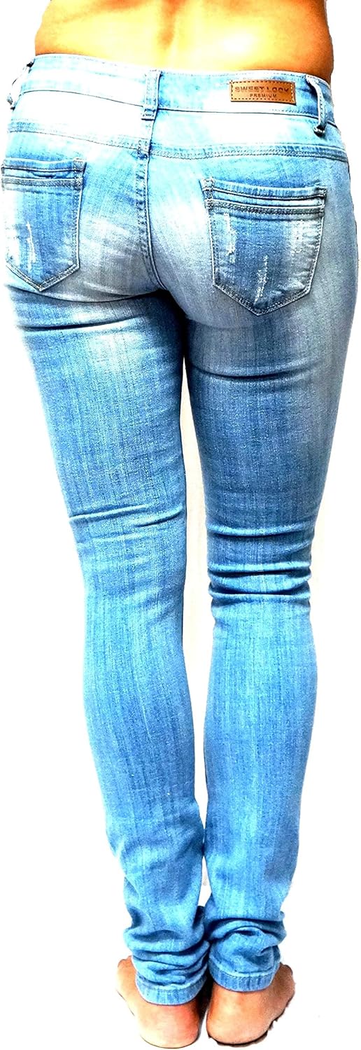 Jack David Womens Distressed Denim Jeans Ripped Blue Skinny Destroy Stretch Jean Pants (15, ER-101 Blue) - Image 2