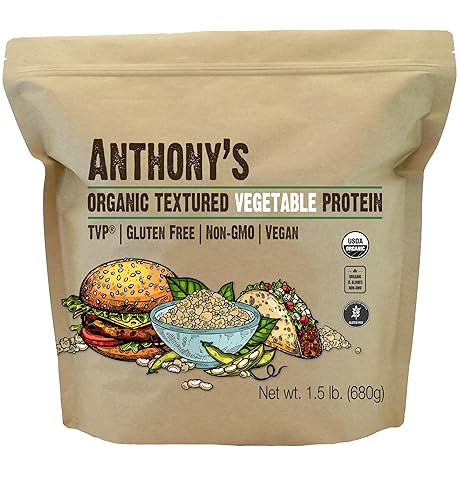 Anthonys proteĂna vegetal texturizada TVP 15 lb sin gluten vegano fabricado en Estados Unidos sin sabor Anthonys proteĂna vegetal texturizada TVP 15 lb sin gluten vegano fabricado en Estados Unidos sin sabor