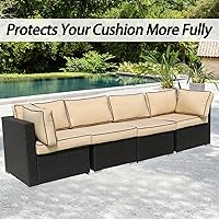 Vista 9 de 10 fundas de cojín de repuesto a prueba de salpicaduras, resistentes a los rayos UV, con cremalleras, máximo compatible con cojines de patio de 25.6