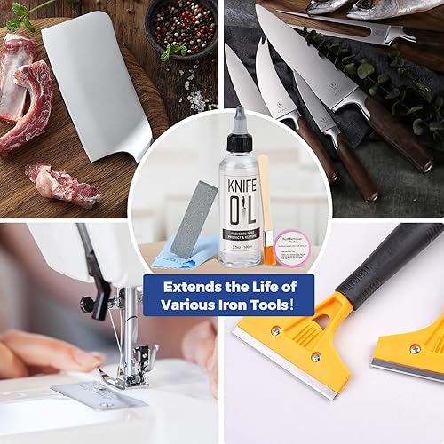 Miniatura 6 de Aceite de hoja de cuchillo y aceite de afilado  Aceite de mantenimiento de cuchillos Aceite para cuchillos Prevenir el óxido  Cuchillos eliminadores