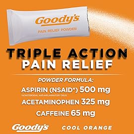 Goody\'s Headache Powder, Triple Action Fast-Acting Formula Headache Relief with Aspirin, Acetaminophen & Caffeine, Cool Orange Flavor, 4 Powder Sticks, 6 Pack