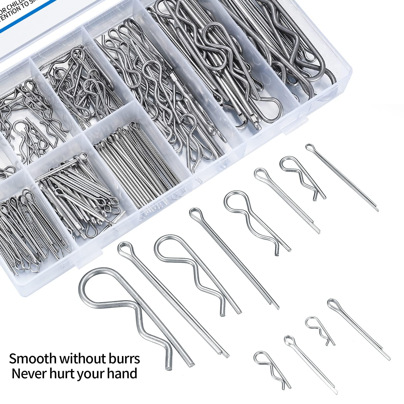 210 Pezzi Coppiglie Spaccate e Copiglie R Clips, Coppiglie Mollette a R, Morsetti a R, Coppiglie di Sicurezza R Clips Assortimento Kit per Trattori Auto Camion